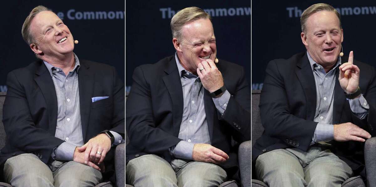 Sean Spicer, former press secretary for President Trump, told an enthusiastic crowd at the Commonwealth Club that he had written his resignation letter in May 2017 but stayed on the job until that June. “I had been the story too often,” he says.