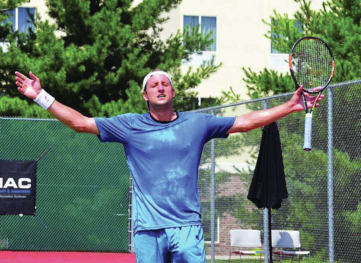 Tennys Sandgren celebrates his win in the singles championship at the Edwardsville Futures in 2016. 