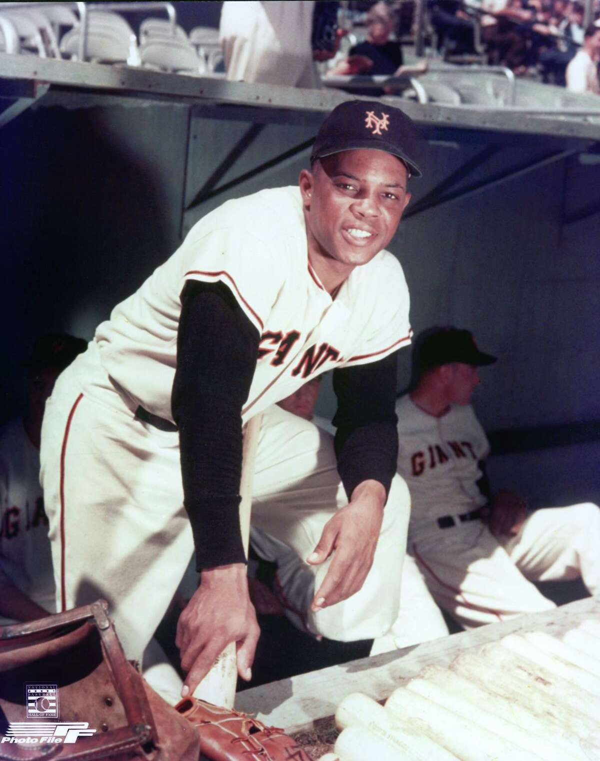 Willie Mays of the New York Giants poses for a portrait during a season game. Willie Mays played for the New York Giants from 1951-1957.