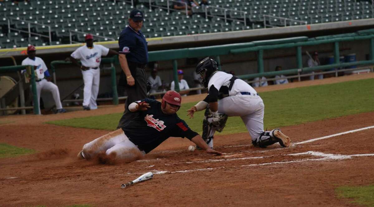 Laredo 18U was eliminated from the 2018 PONY League World Series losing 9-0 in five innings to Los Angeles after picking up a 6-1 win over Hermosillo, Mexico earlier in the day to advance to the semifinals. First baseman Omar Cervantes, pictured, was ruled out at home after the umpire ruled he didn’t touch the plate in the first inning of their loss to LA.