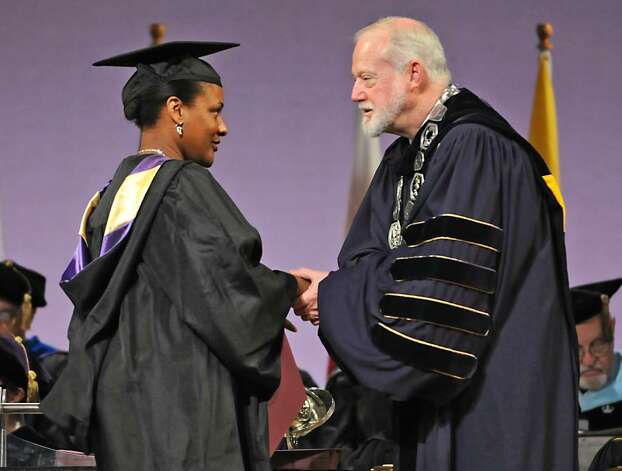 Graduate Mandi D Simms Of Waterbury Ct Shakes The Hand Times Union