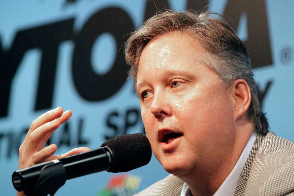 NASCAR Chairman and CEO, Brian France answers questions at a news conference at Daytona International Speedway in Daytona Beach, Fla., Friday, July 3, 2009.