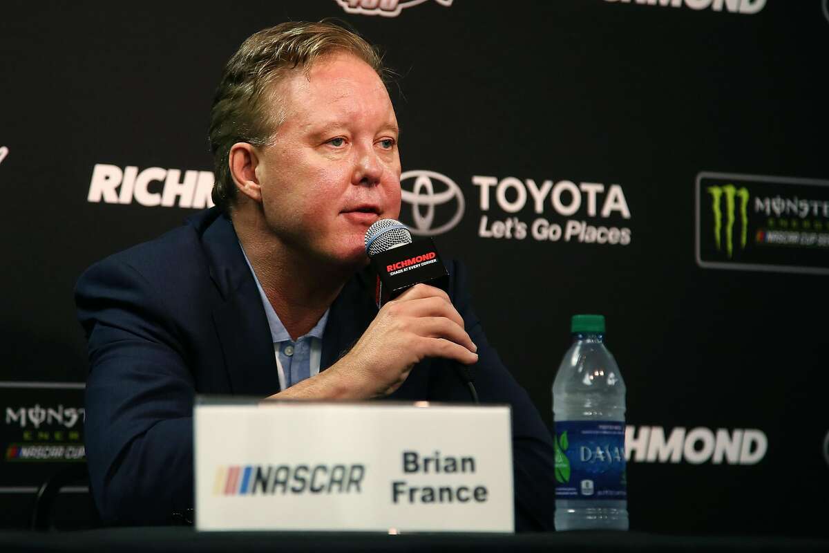 FILE - AUGUST 6: Nascar CEO Brian France was arrested on yesterday, Sunday August 5, for driving under the influence and drug possession in Sag Harbor, New York. RICHMOND, VA - APRIL 30: NASCAR Chief Executive Officer and Chairman Brian France speaks with the media during a press conference prior to the Monster Energy NASCAR Cup Series Toyota Owners 400 at Richmond International Raceway on April 30, 2017 in Richmond, Virginia. (Photo by Sarah Crabill/Getty Images)