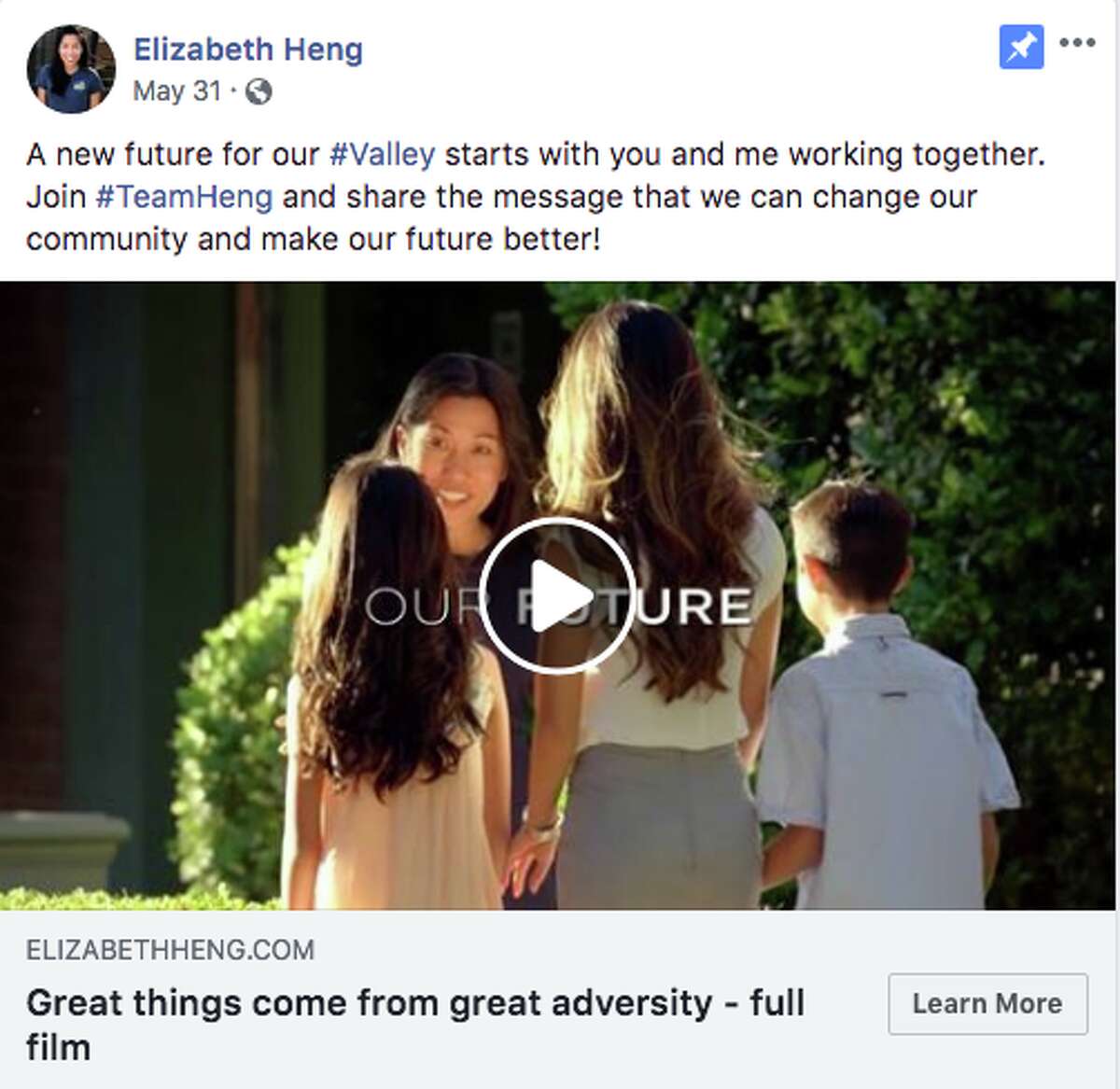 Facebook has come under fire from conservatives after blocking California Republican Elizabeth  Heng's congressional campaign ad.