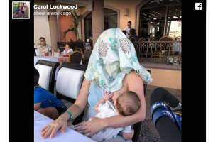Breastfeeding mom is asked to cover up, has classic response
