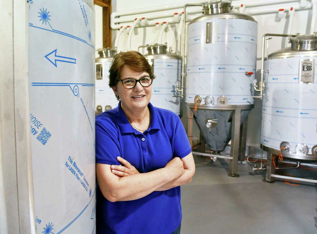 Brewery owner Brenda Schworm inside the brewhouse of Back Barn Brewing Co. Friday July 27, 2018 in Duanesburg, NY. (John Carl D'Annibale/Times Union)