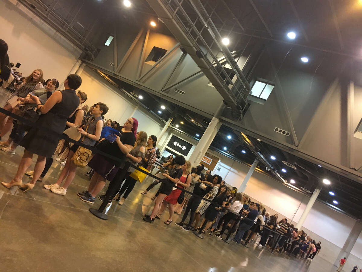 An early crowd waits to meet actor Sebastian Stan at a Fandemic Event at NRG Center.