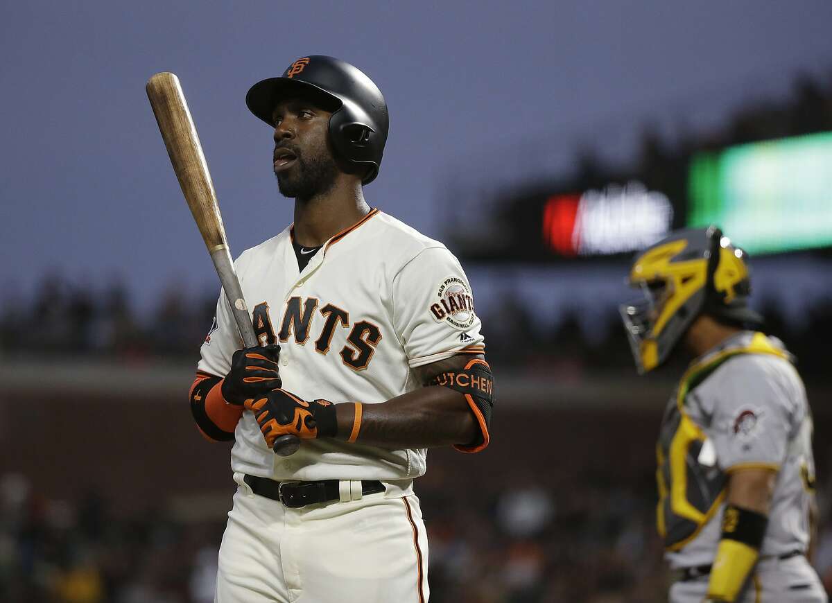 Pittsburgh Pirates' Andrew McCutchen looks out from the dugout