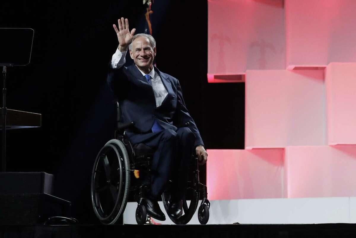 Texas Gov. Greg Abbott waves to delegates at the Texas GOP Convention, Friday, June 15, 2018, in San Antonio. (AP Photo/Eric Gay)