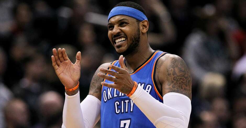 Milwaukee Wi October Carmelo Anthony Of The Oklahoma City Thunder Reacts In The Fourth Quarter Against The Milwaukee Bucks At The Bradley Center Milwaukee Wi October Carmelo Anthony Of The Oklahoma City Thunder Reacts In The Fourth Quarter Against The Milwaukee Bucks At The Bradley Center