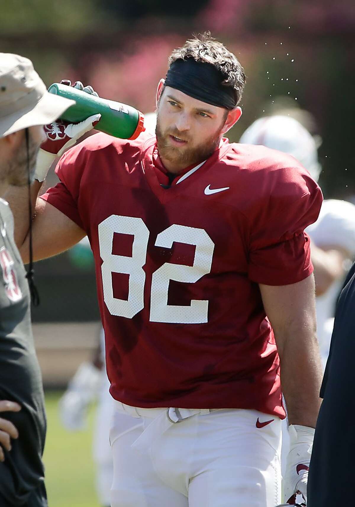 Kaden Smith, tight-end (No. 82), during practice on Sunday, Aug. 12, 2018 in Stanford, CA.