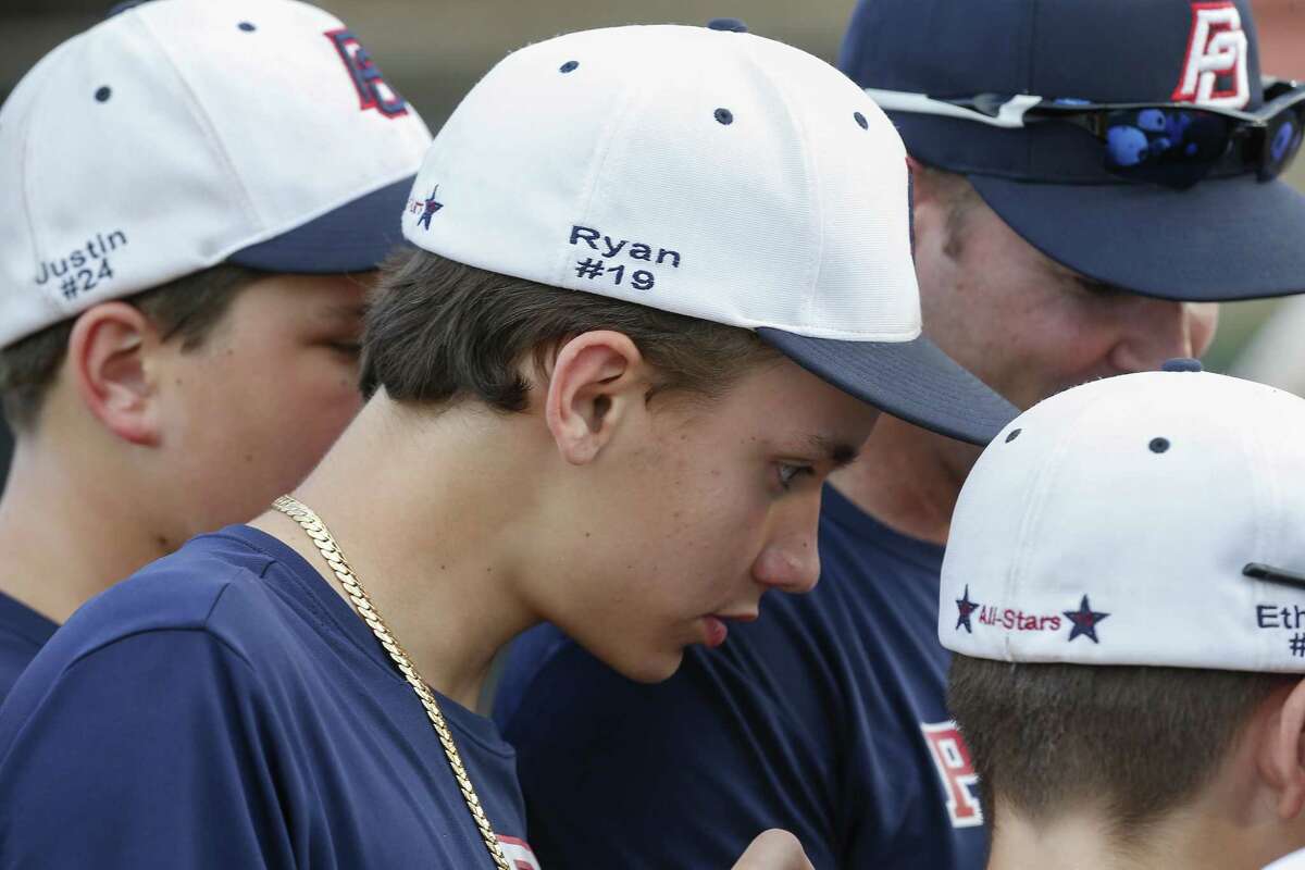 Post Oak Little League players Justin Michaelis, Ryan Selvaggi and Ethan Goldstein in advance of the Little League World Series on Thursday, Aug. 9, in Houston.