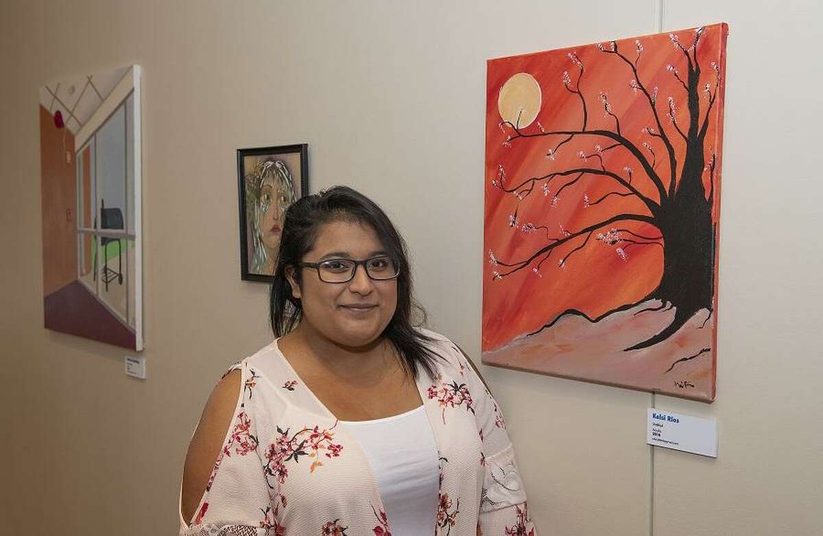 Saint Arnold’s Brewing Company is showcasing artwork from students at the University of Houston-Downtown. Shown here is Kelsi Rios.