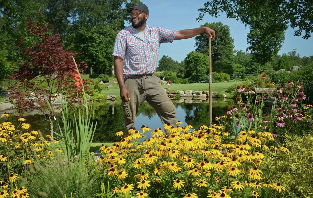 Oak Hills Park Horticulturalist Anthony Hylton at the park Friday, August 10, 2018, in Norwalk, Conn. Hylton has spent his career tending high-end gardens in Manhattan penthouses and a New Canaan estate before becoming the sole horticulturist at Oak Hills Park Golf Course, where he is in the process of creating a fountain garden designed to attract bees and butterflies at the public park and golf course.