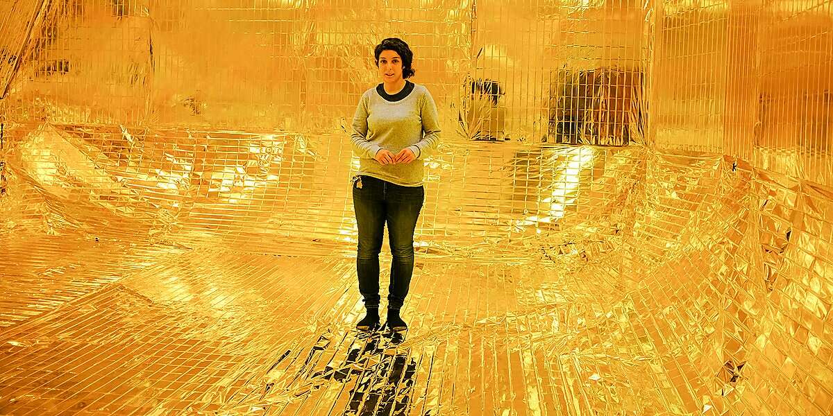 Artist�Shirin Khalatbari, photographed in her installation "A Layer for Your Protection" in March.