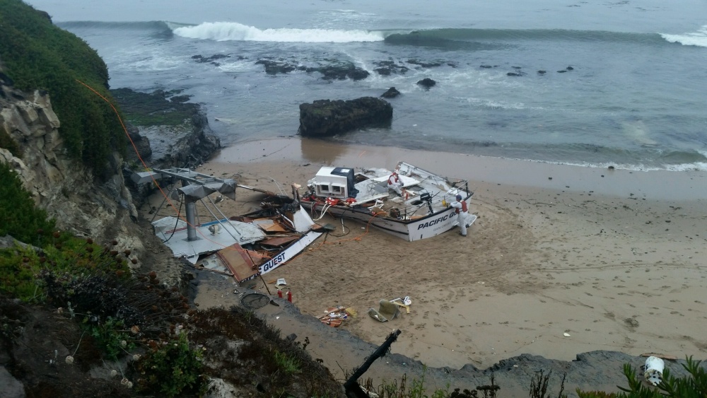 Shipwreck remnants stuck near popular Santa Cruz beach