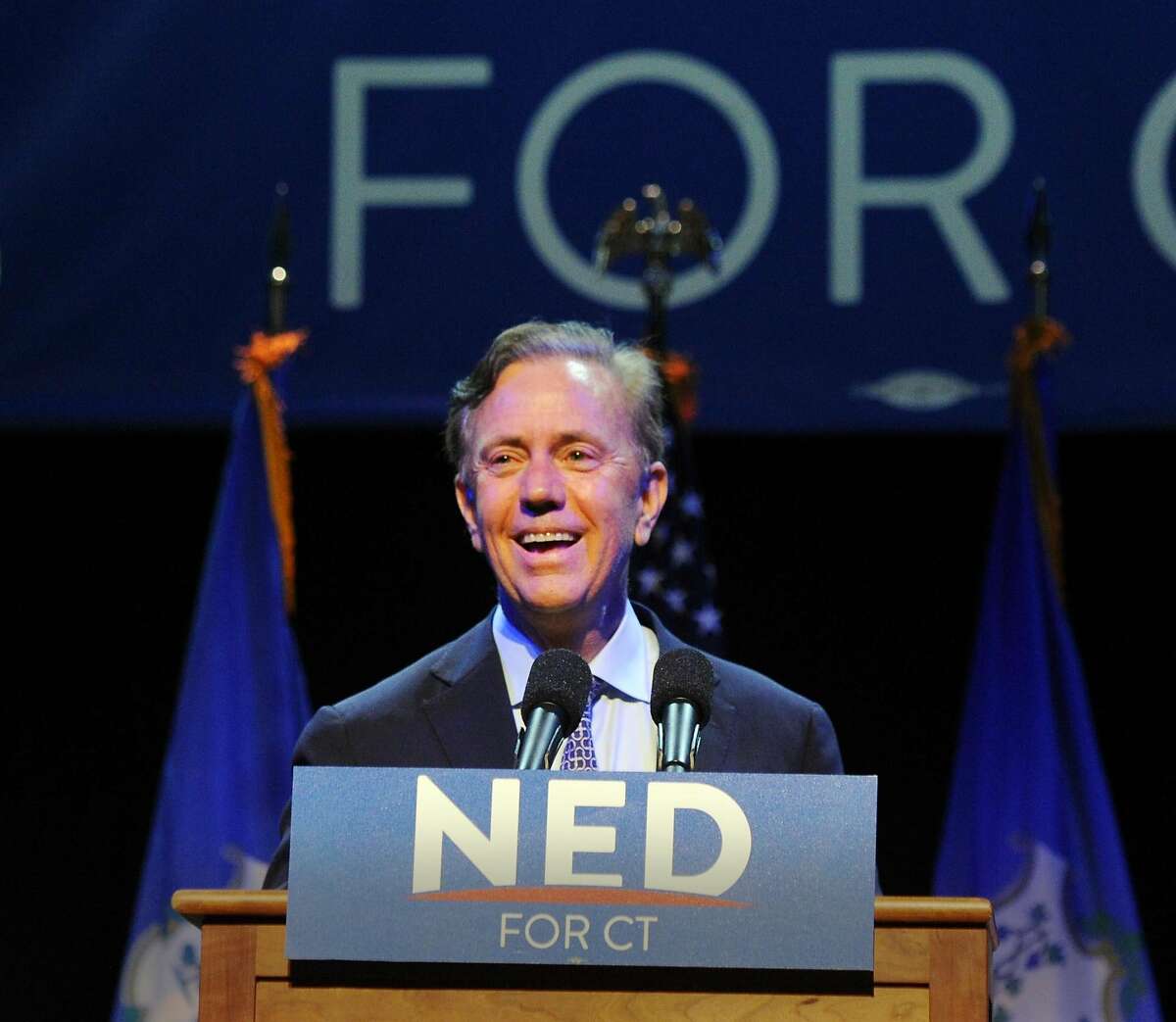 Ned Lamont, the endorsed Democratic candidate for governor of Connecticut during his primary election night victory reception at the College Street Music Hall, New Haven Conn., Tuesday, Aug. 14, 2018.