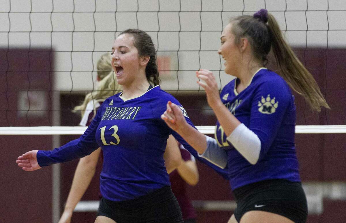 In this file photo, Montgomery's Madison Wofford (13) reacts after scoring a point during the fifth set of a non-district high school volleyball game at Magnolia High School on Tuesday, Aug. 7, 2018, in Magnolia.