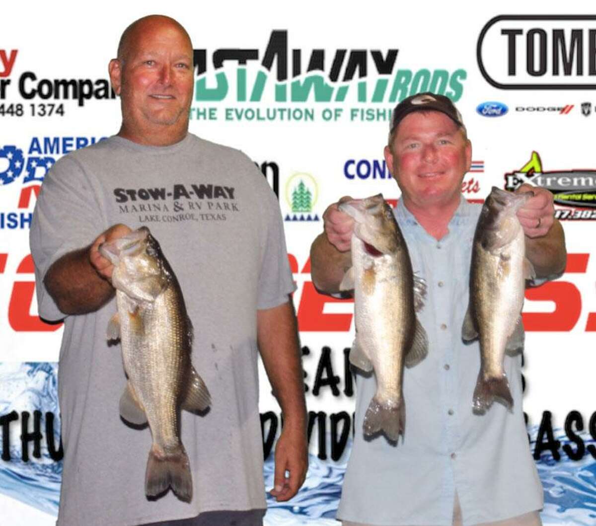 Vince Anderson and Rusty Lawson came in third place in the CONROEBASS Tuesday Tournament with a stringer total weight of 9.12 pounds.