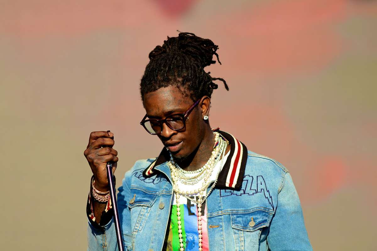 Young Thug performs at the JMBLYA traveling music festival held at Sam Houston Race Park on Sunday, May 6th 2018. (Photo by Marco Torres/Freelance)