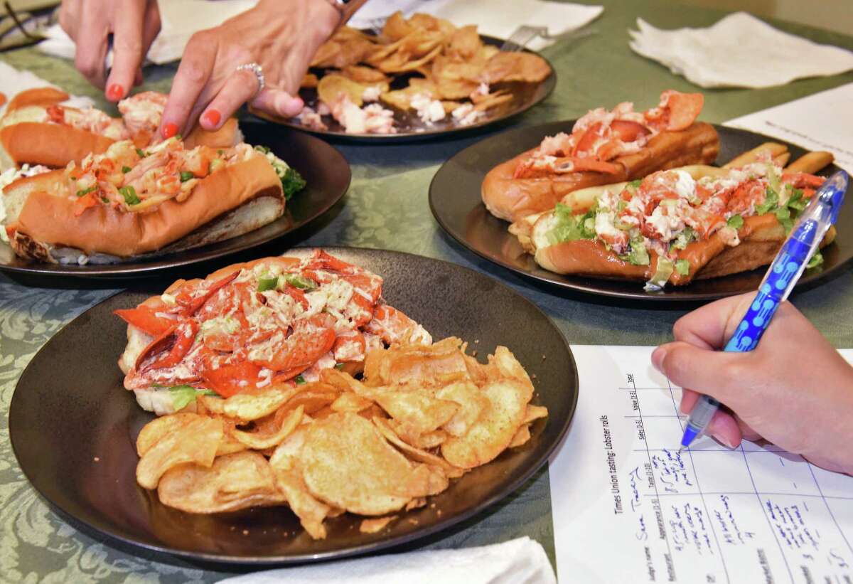 The Times Union conducts a comparison tasting of lobster rolls from four local restaurants Wednesday August 1, 2018 in Colonie, NY. (John Carl D'Annibale/Times Union)
