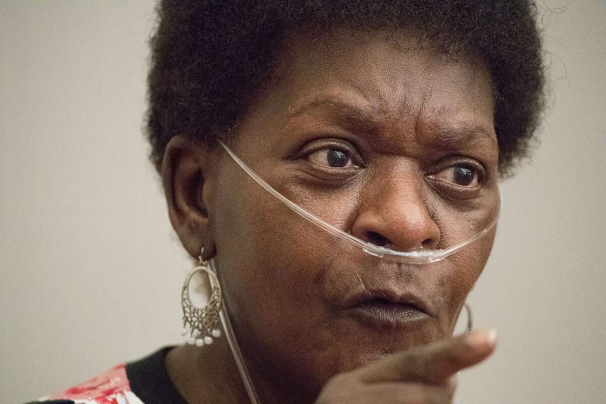 Marie Harrison, 68, lived in Bayview Hunters Point for 60-years and worked at the shipyard for two-years at an age of 18. She believes she has lung disease because of the pollution in the shipyard on Wednesday, Aug. 15, 2018 in San Francisco, CA.