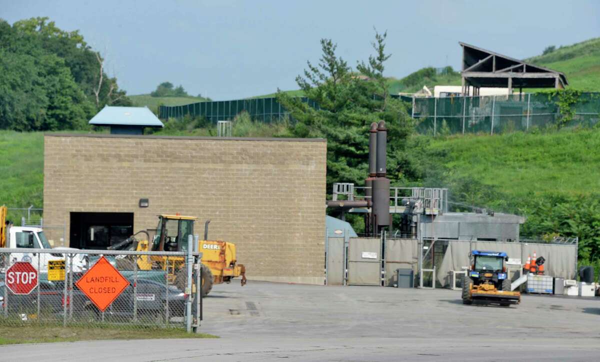 Entrance to the Rapp Road Landfill Thursday August 16, 2018 in Colonie, NY. Albany officials now are projecting the Rapp Road Landfill won't close until 2026, giving the city more time to determine a long-term solution. Meanwhile, a pilot for a pay-as-you-throw system won't be launched next year, leaving things like the trash fee as status quo. (John Carl D'Annibale/Times Union)