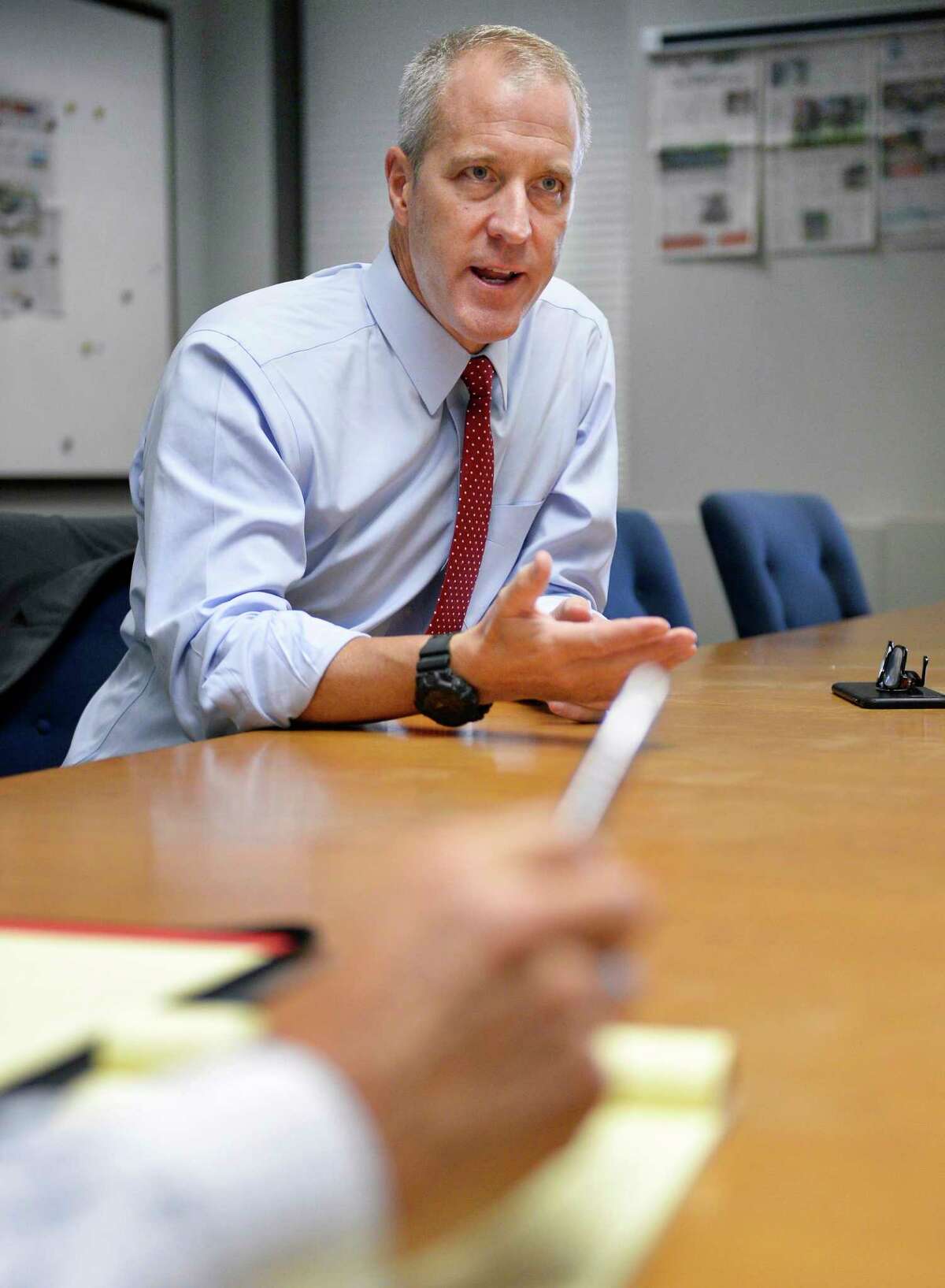 Democratic candidate for New York attorney general, U.S. Rep. Sean Patrick Maloney meets with the Times Union editorial board Thursday August 16, 2018 in Colonie, NY. (John Carl D'Annibale/Times Union)