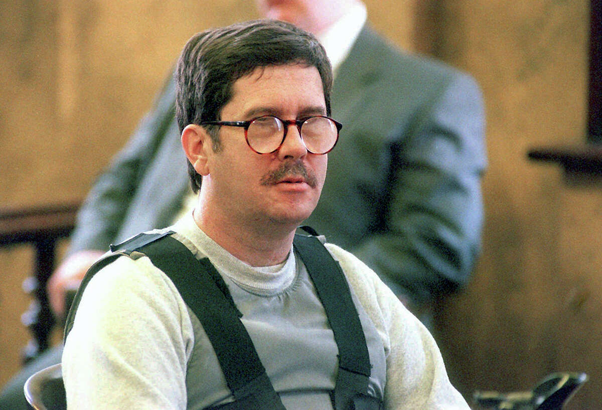 FILE - In this April 11, 1997 file photo, Lewis Lent sits in Herkimer County Court in Herkimer, N.Y., at his sentencing for the abduction and murder of Sara Anne Wood in 1993. Massachusetts law enforcement authorities said Monday, July 15, 2013, that Lent, who is serving a life sentence for killing Wood and another child, also is responsible for the disappearance and death of James Lusher, 16, who was never seen again after leaving his Westfield, Mass., home on a bicycle ride in 1992