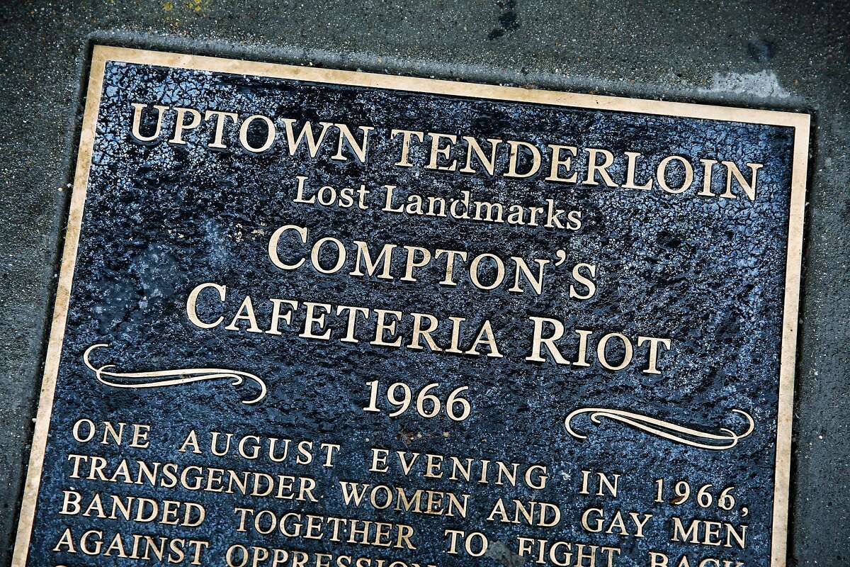 A plaque is seen in the sidewalk to commemorate Compton's Cafeteria, in San Francisco, California, on Wednesday, November 30, 2016.