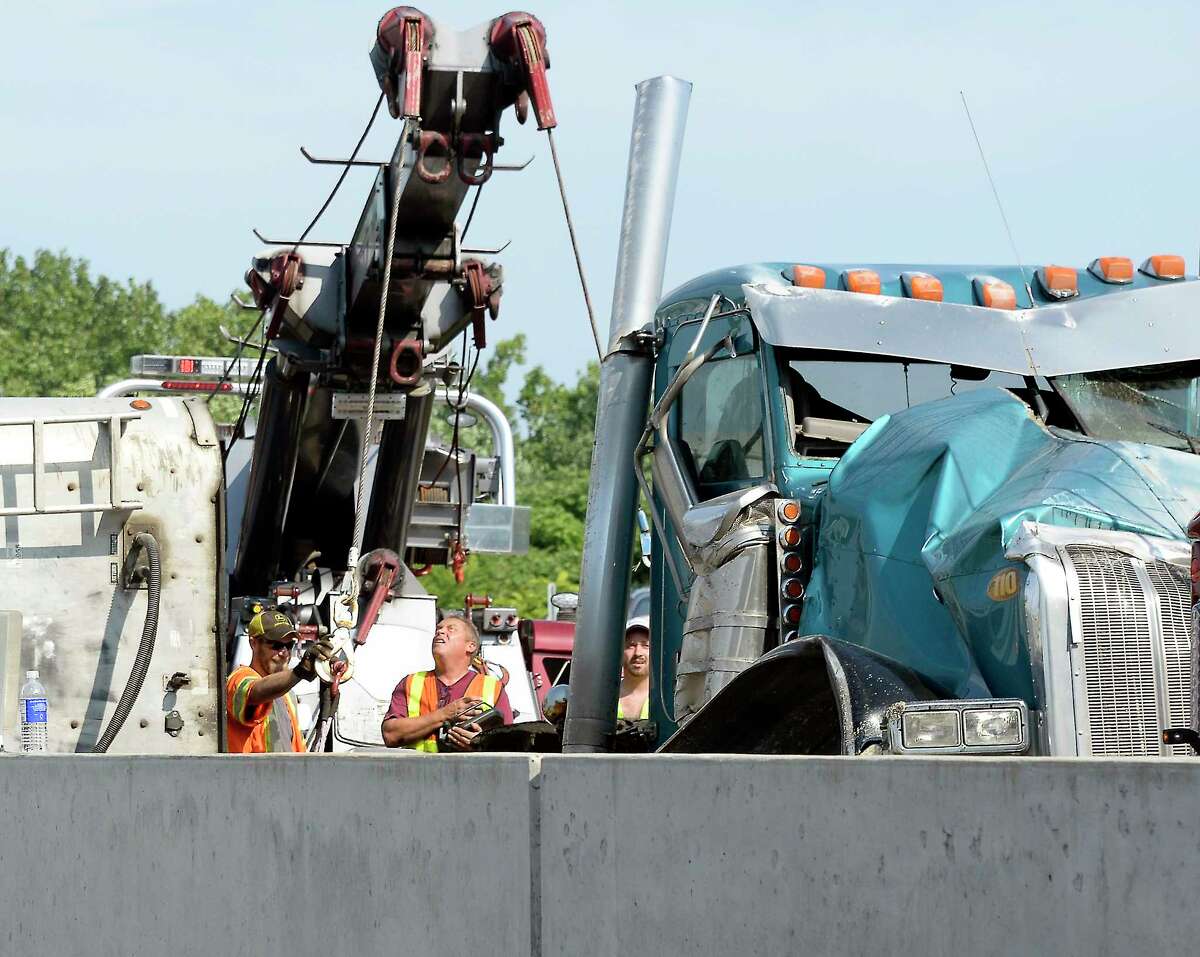 Rollover snarls traffic at I90, I787 interchange