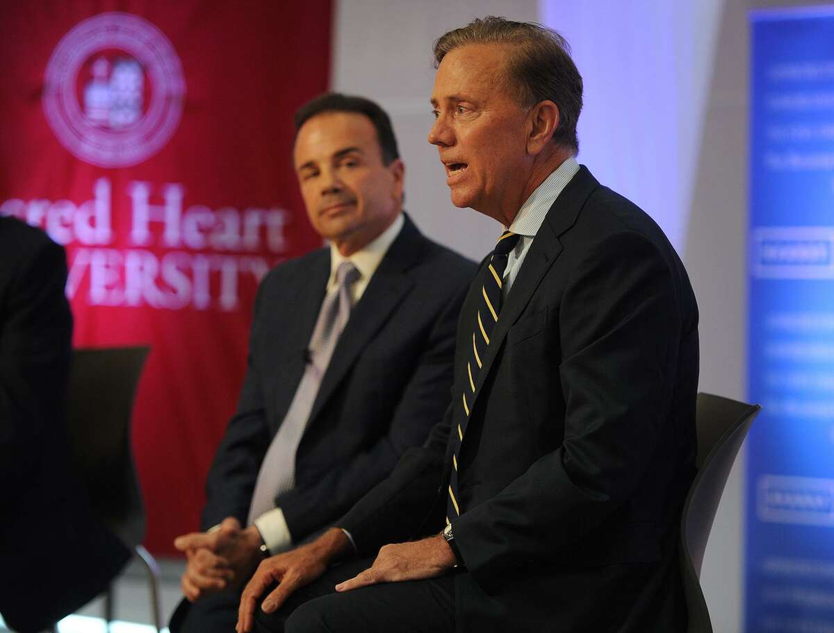 Bridgeport Mayor Joe Ganim and candidate Ned Lamont take part in Connecticut Democratic gubernatorial primary debate in Fairfield in July. Lamont defeated Ganim in the primary election on Tuesday.