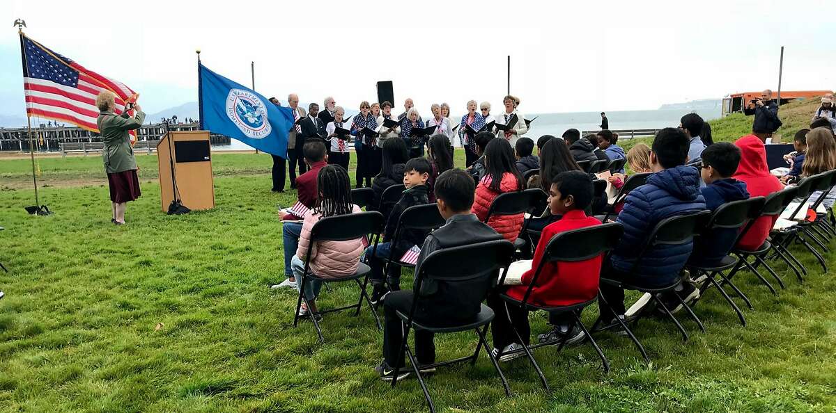Thirty-four children of recently naturalized parents came to Crissy Field on Friday for their official ceremony as new U.S. citizens.