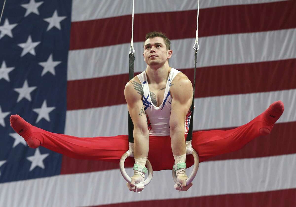 Colin Van Wicklen of Houston performs his routine on the rings during the USA Gymnastics national championships Saturday.