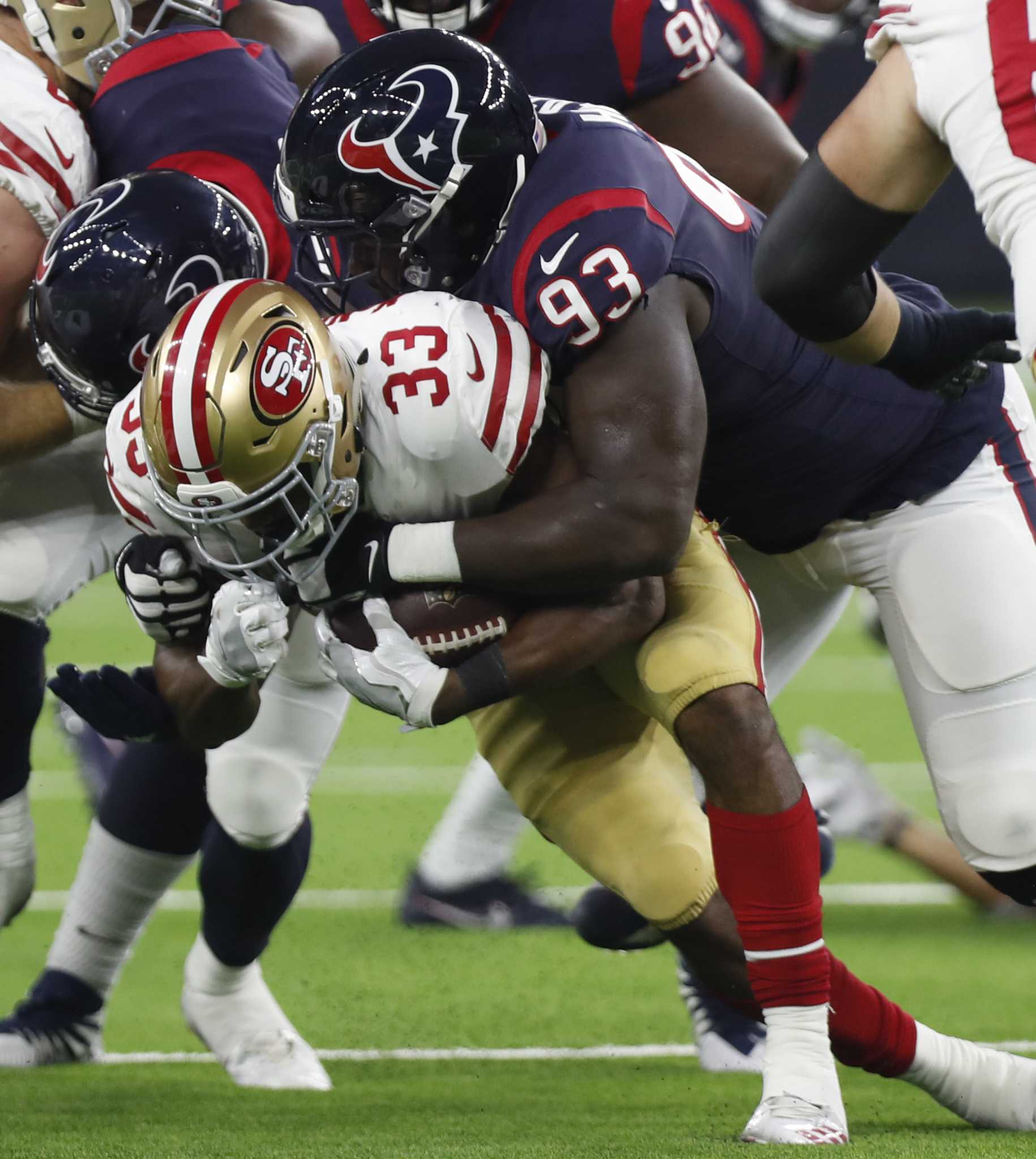 August 18, 2018: Houston Texans running back Alfred Blue (28) during the  preseason NFL football game