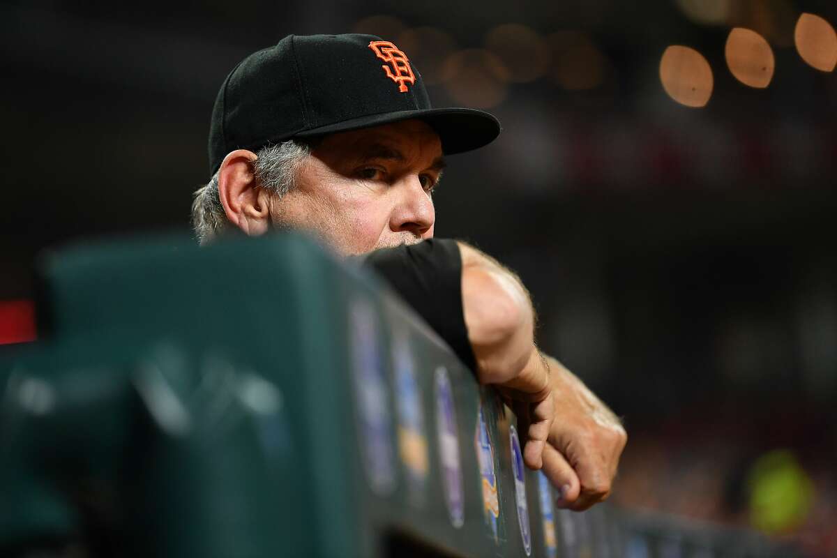 CINCINNATI, OH - AUGUST 18: Manager Bruce Bochy #15 of the San Francisco Giants watches his team play against the Cincinnati Reds in the sixth inning at Great American Ball Park on August 18, 2018 in Cincinnati, Ohio. Cincinnati defeated San Francisco 7-1. (Photo by Jamie Sabau/Getty Images)