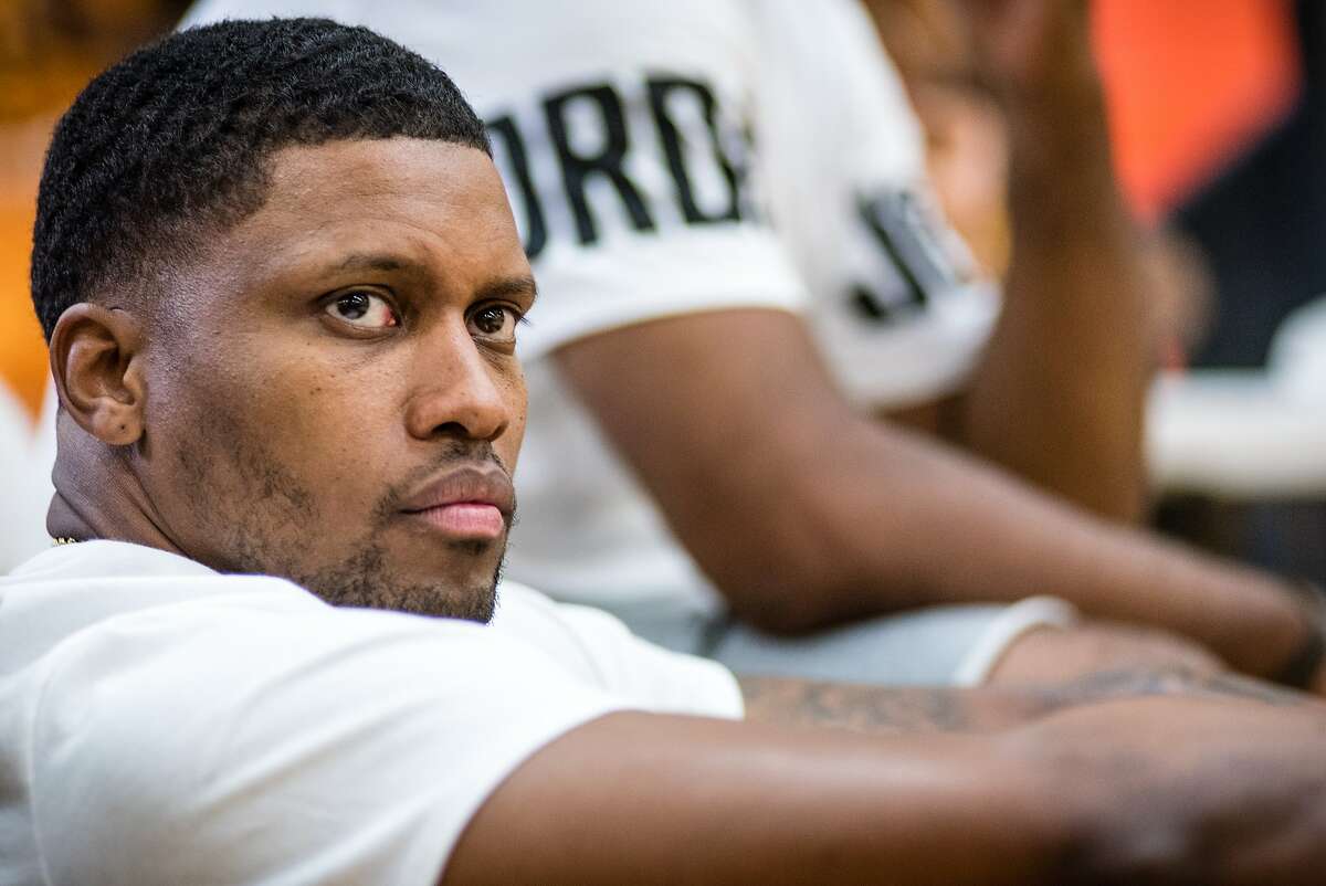 BALTIMORE, MD -- 8/18/18 -- Rudy Gay at his Flight 22 Foundation High School Showcase. Spurs forward Rudy Gay returns to his hometown of Baltimore to host the Flight 22 Foundation tournament to showcase local youth. Gay's philanthropy extends throughout the city, where he has refurbished playgrounds, partnered with Target to give away gifts at Christmas, and other charitable works.…by André Chung #_AC15159