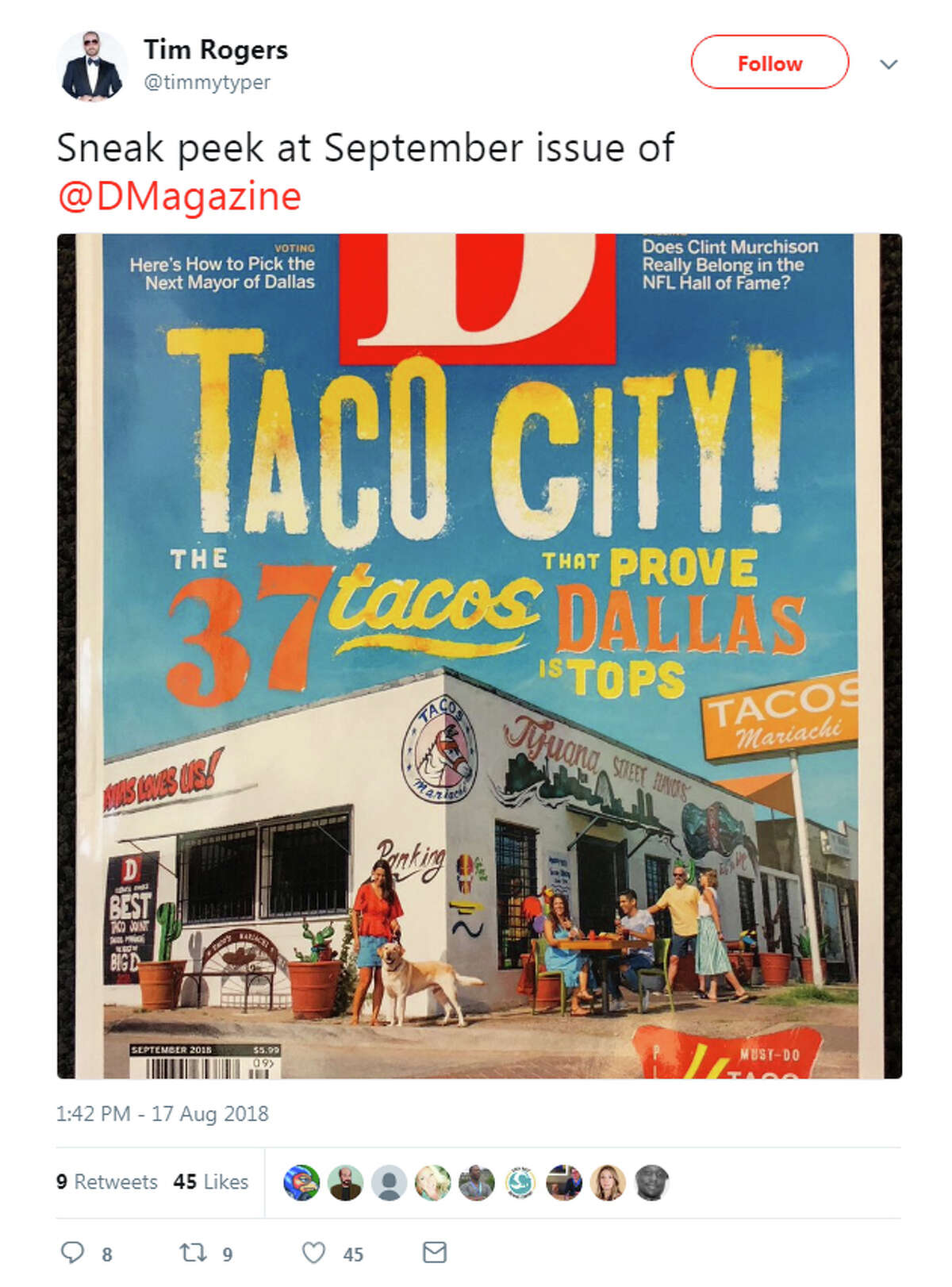 @timmytyper: "Sneak peek at September issue of @DMagazine"