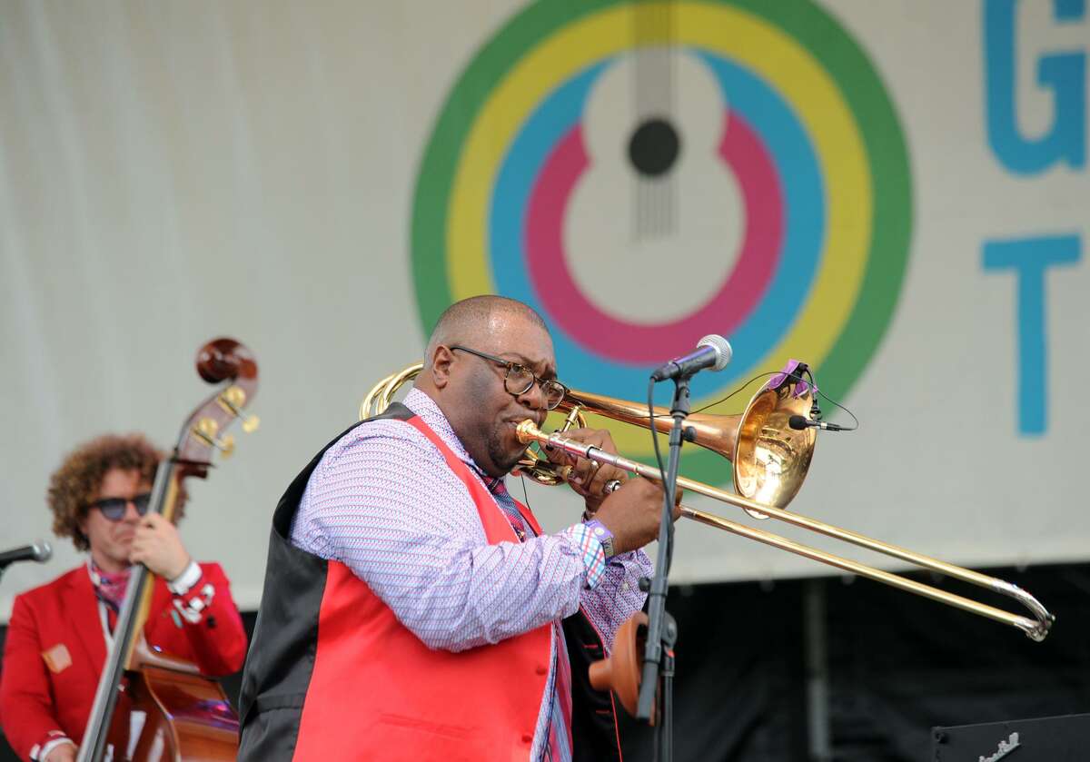 The Preservation Hall Jazz Band performs during the Greenwich Town Party at Roger Sherman Baldwin Park in Greenwich, Conn., Saturday, May 26, 2018. The annual outdoor concert event and party is in its eighth year and regularly draws more than 8,000 people throughout the day at the waterfront park that overlooks Greenwich Harbor.