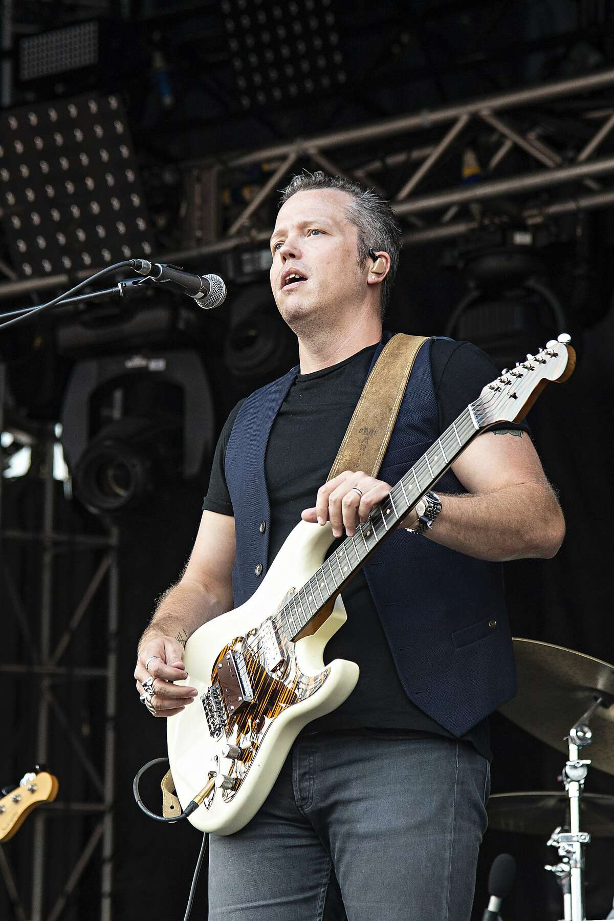 Jason Isbell, of Jason Isbell & The 400 Unit, performs at Forecastle Music Festival at Waterfront Park on Sunday, July 15, 2018, in Louisville, Ky. (Photo by Amy Harris/Invision/AP)