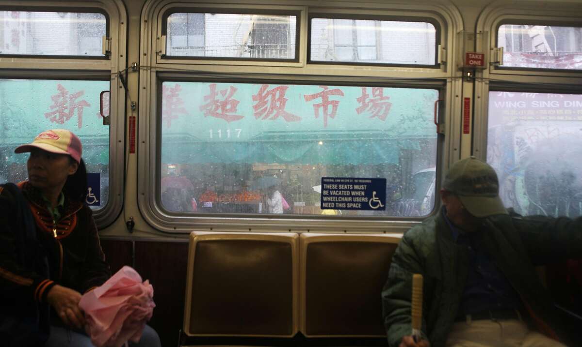 A storefront in Chinatown is seen from a 30-Stockton Muni bus on Friday, November 30, 2012 in San Francisco, Calif.