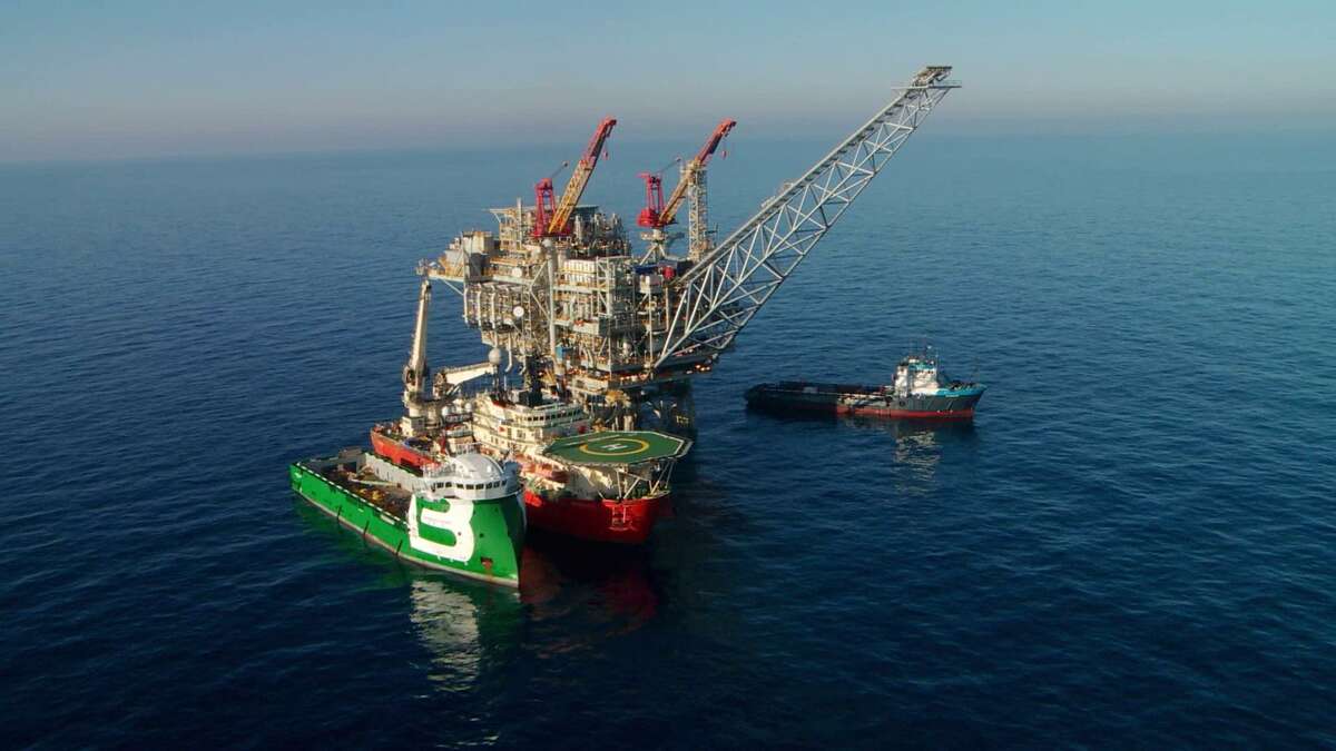 The production platform at Noble Energy?’s Tamar field off the coast of Israel in the Mediterranean Sea began producing natural gas in 2013. NEXT: See recent earnings from area energy companies.
