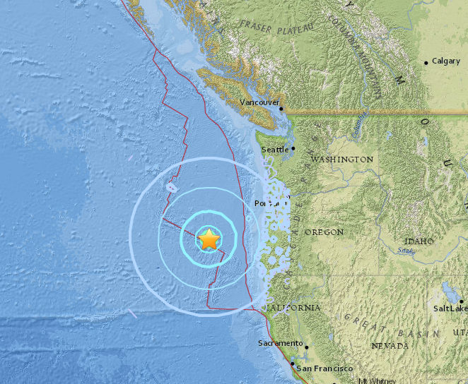 Magnitude 6.2 earthquake strikes off coast of Oregon