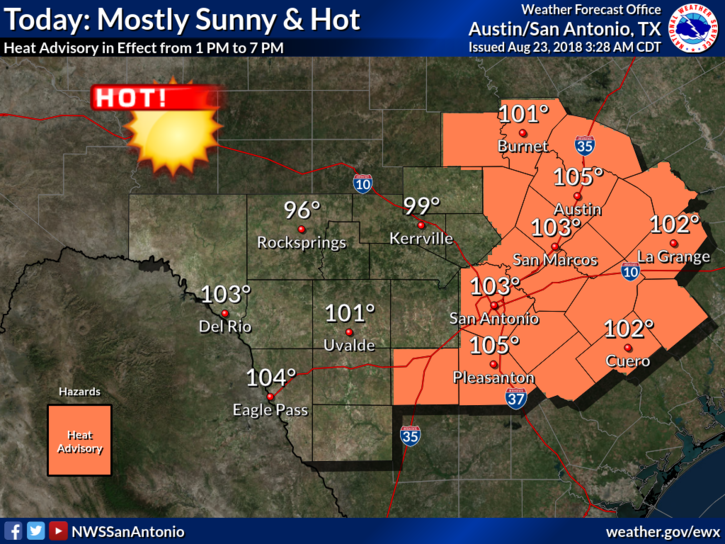 Heat advisory in effect for San Antonio on Thursday