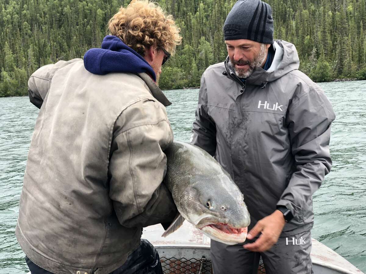 Texan Chris Dickson reeled in a 35 pound trout during a seven day excursion at Canada's Great Slave Lake.