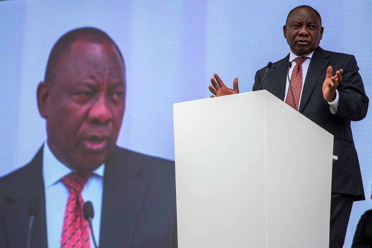 FILE -- President Cyril Ramaphosa of South Africa in Johannesburg, March 27, 2018. President Donald Trump waded into South Africa?’s proposal to seize land from white farmers, saying on Aug. 22, 2018, that he had asked Secretary of State Mike Pompeo to ?“closely study?” the ?“the large scale killing of farmers?” ?— a claim disputed by official figures and the country?’s biggest farmer?’s group. (Joao Silva/The New York Times)
