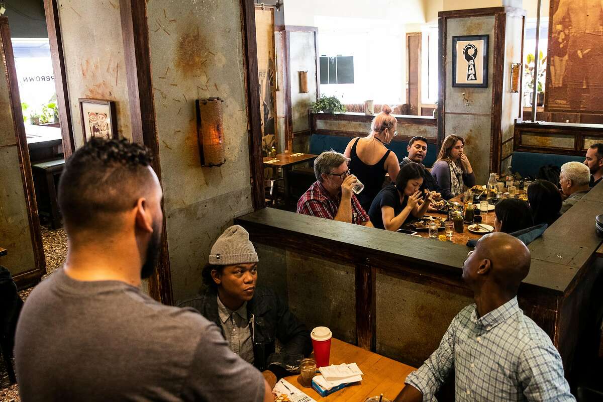 An interior view of Farmer Brown pictured during lunch service in San Francisco, Calif. on Wednesday, Aug. 22, 2018.