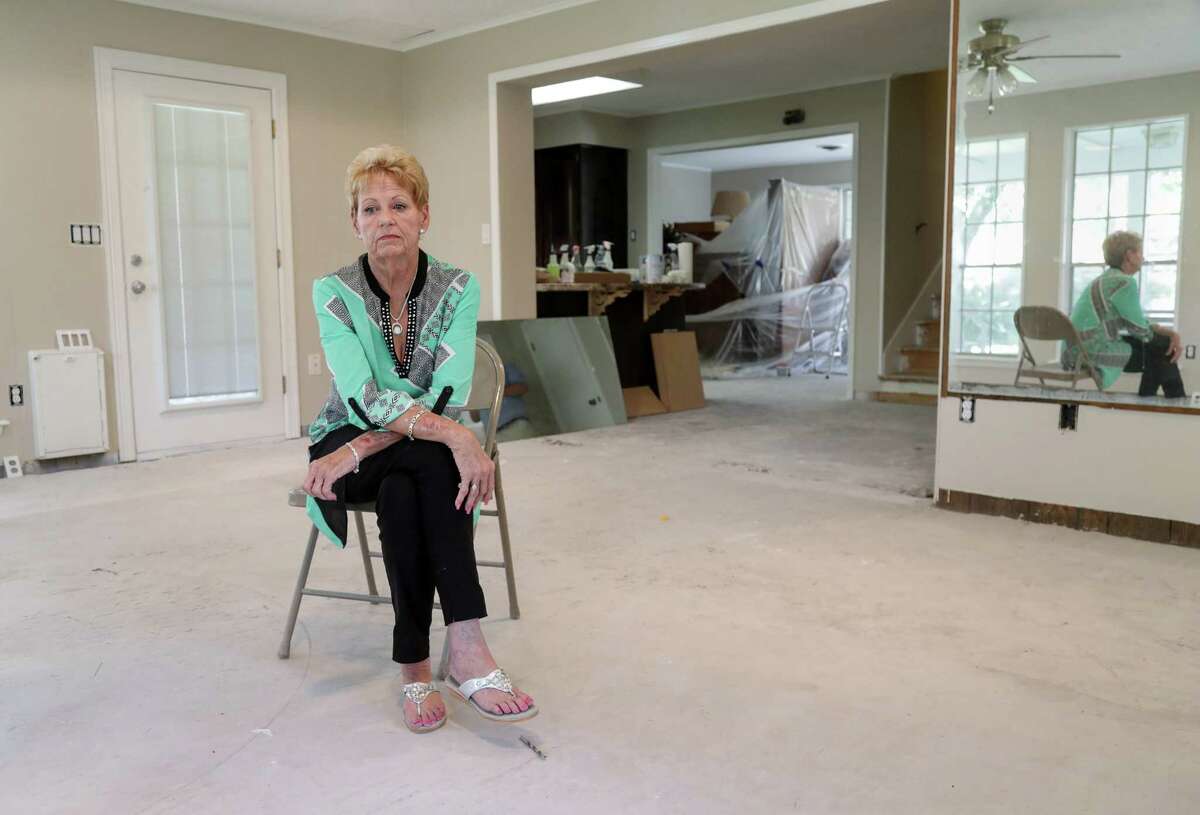Martha Arvidsson’s home in Dickinson remains in a state of disrepair a year after Hurricane Harvey. The first contractor she hired didn’t complete the work, did shoddy repair work, and that she has hired two more people to redo the work.
