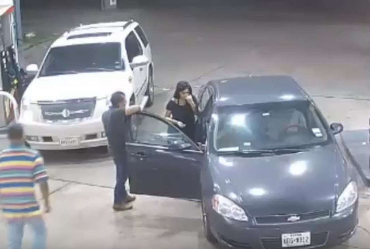 Houston Police say a man was robbed at a gas station Sunday, July 28, 2018, after he accepted a free ride from four women he met at a club. When they stopped for gas, the victim exited the car to chat with one of the women. There, he was approached from behind and put in a headlock by a male suspect while one of the women took his cash.