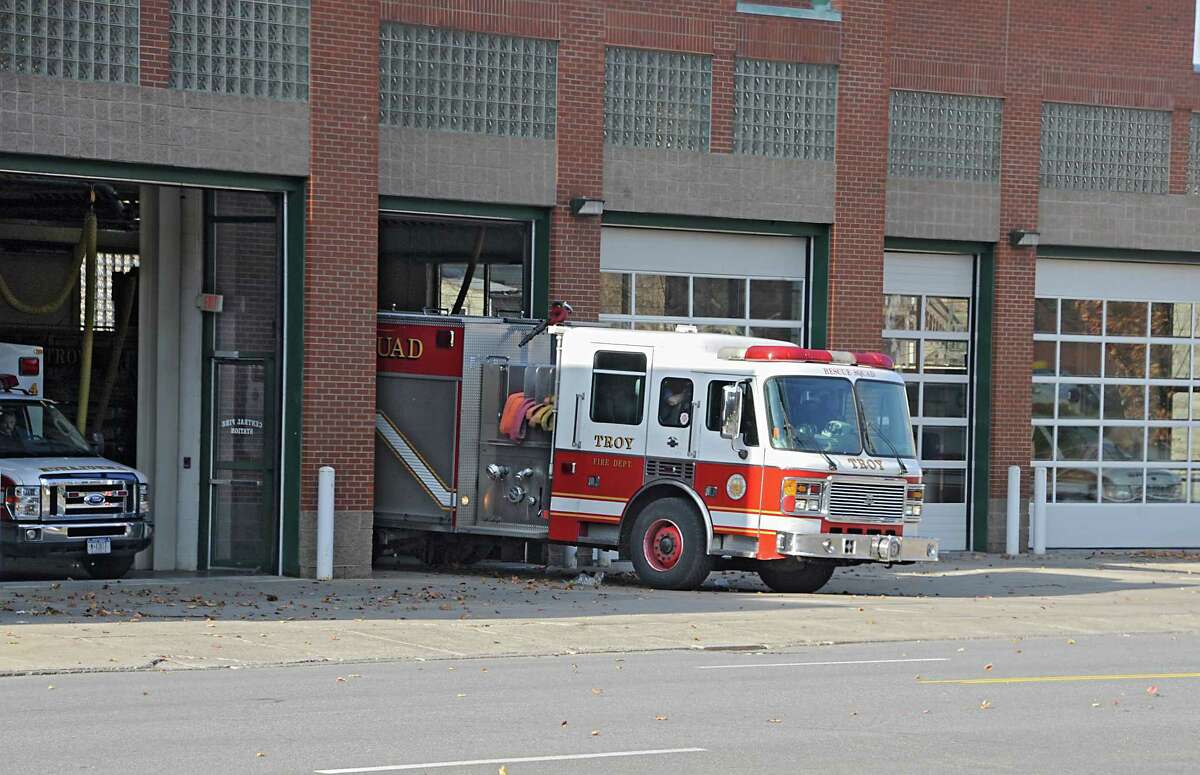 A fire truck leaves the Troy Fire Department on 6th Ave. Friday, Nov. 21, 2014 in Troy, N.Y. Mayor Lou Rosamilia is expected to recommend several changes to his budget which may include changes to the police and fire departments. (Lori Van Buren / Times Union)